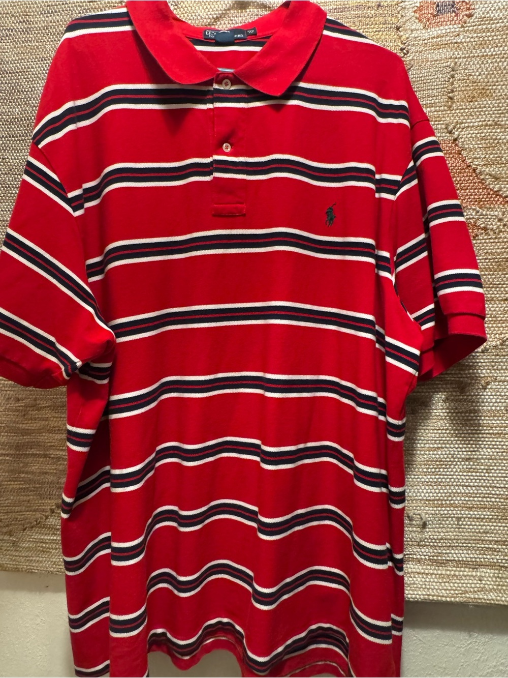 Polo by Ralph Lauren Red Striped Cotton Polo Shirt 3XB